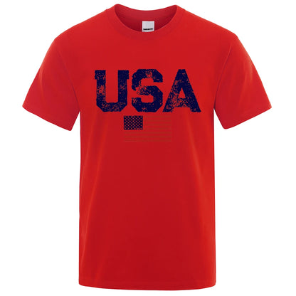 Vintage USA Flag Hip Hop Summer Cotton T-Shirt
