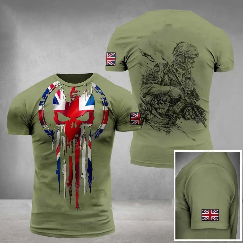 Men’s Summer 3D Camouflage British Flag Tee Fitness Casual Top