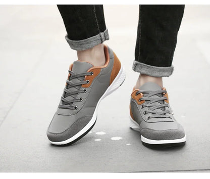 Waterproof leather men's sneakers, non-slip walking shoes