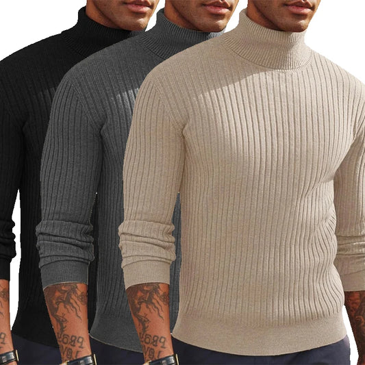 Autumn men’s slim fit turtleneck sweater, warm & thick