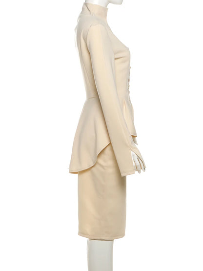 Weird Puss Women's 2-Piece Ruffled Jacket & Skirt