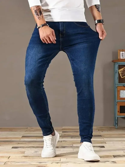 Men's Skinny Stretch Jeans – Black & Blue Street Style