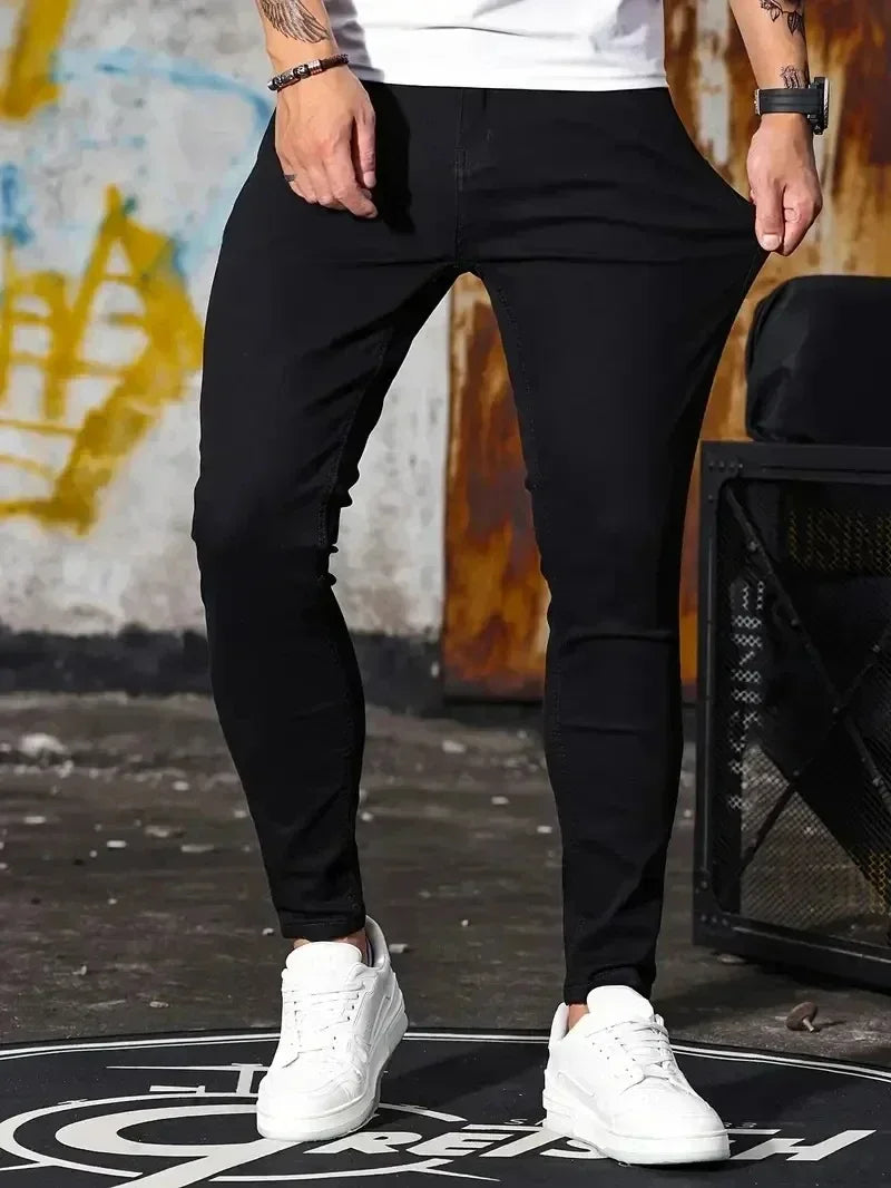 Men's Skinny Stretch Jeans – Black & Blue Street Style