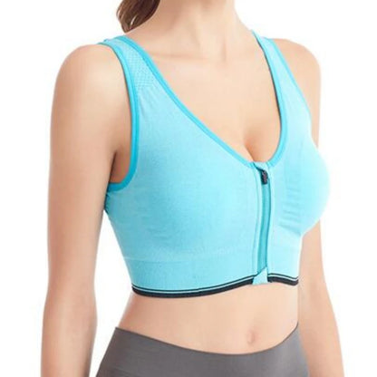 Women's Front-Zip Sports Bra Shockproof Breathable Seamless