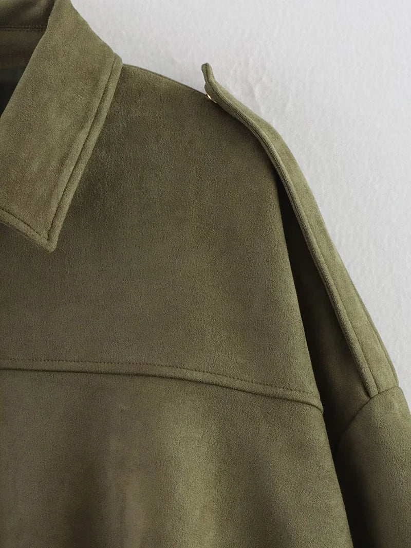 Women Two-Piece: High-Waist Shorts & Loose Jacket