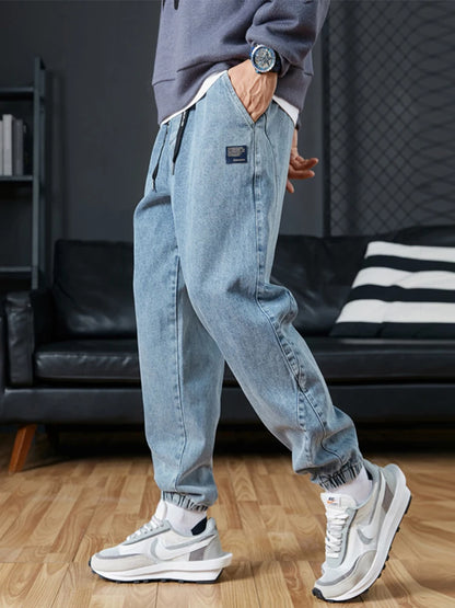 Big size men’s stretch jogger jeans with cargo style