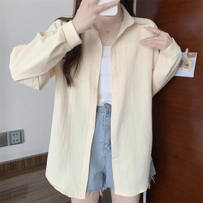 White Button Down Shirt Women Classic Long Sleeve Chic Top