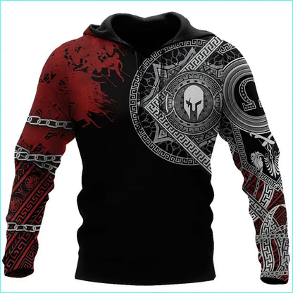 Men's 3D Wolf & Dragon Tattoo Hoodie  Retro Vintage Unisex Sweatshirt