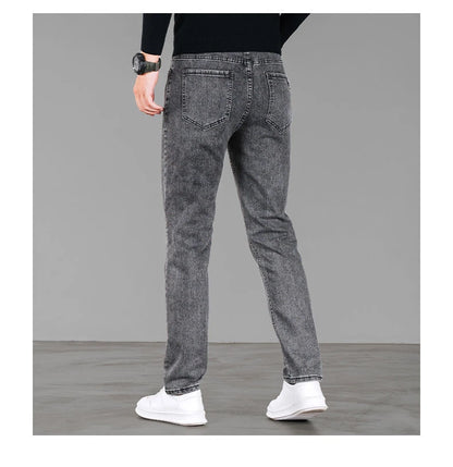 en’s winter fleece jeans, warm, loose straight fit casual and versatile