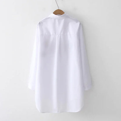 Elegant cotton blouse long sleeve white office shirt