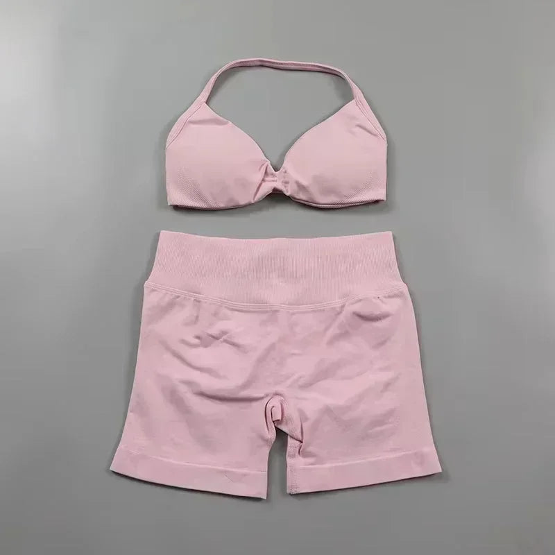 2PCS Women's Yoga Set – Bra & High Waist Shorts