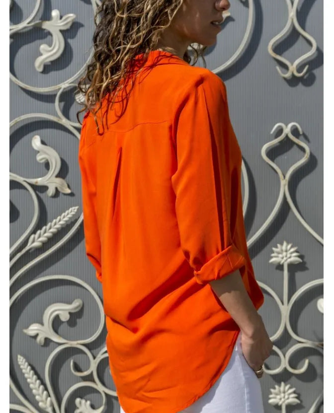 Vintage Autumn Women’s Shirt Polo Collar Loose Blouse