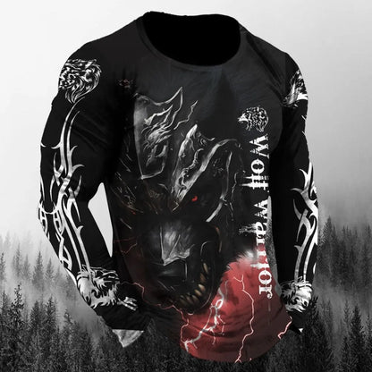 Men’s 3D Animal Wolf Shirt – Trendy Loose Casual Tee