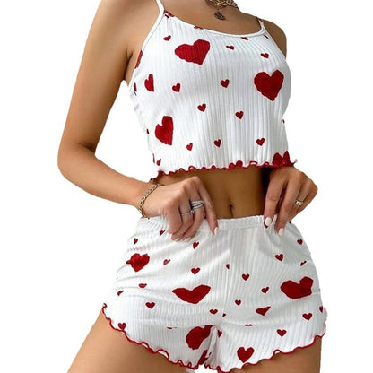 Women's 2PCS Pajamas Set – Soft Tank & Shorts, Love Print