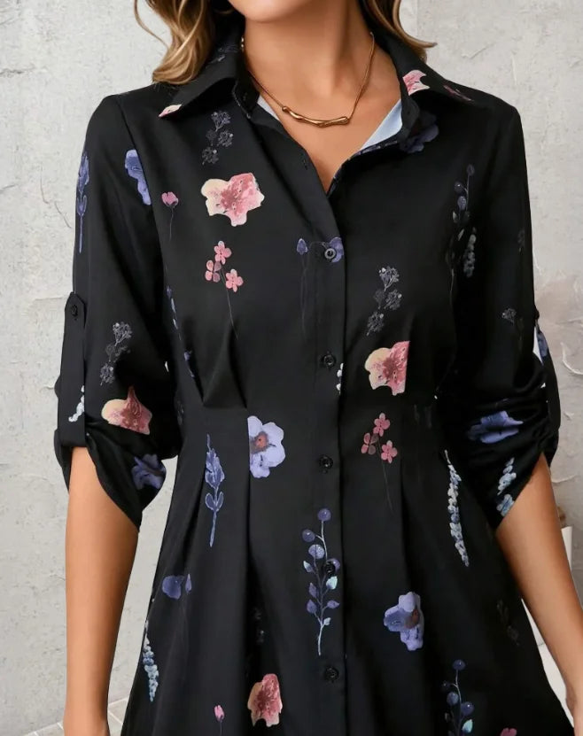 Elegant floral long sleeve blouse women office fashion