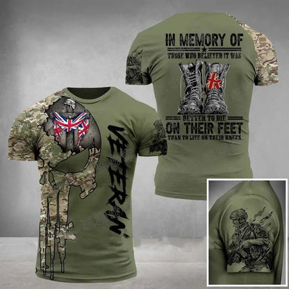 Men’s Summer 3D Camouflage British Flag Tee Fitness Casual Top