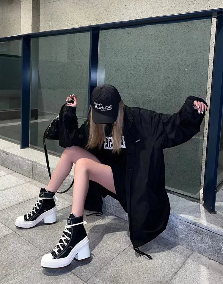 Stylish women’s platform canvas sneakers for casual fashion