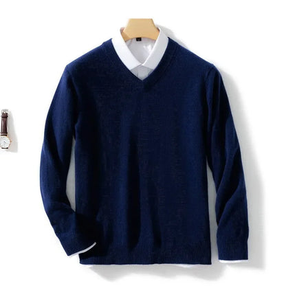 Premium wool V-neck men's sweater soft warm stylish