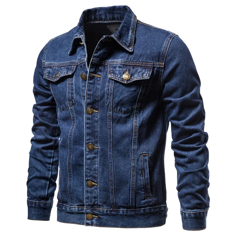 Men's Slim Fit Denim Jacket Vintage Motorcycle Casual Coat