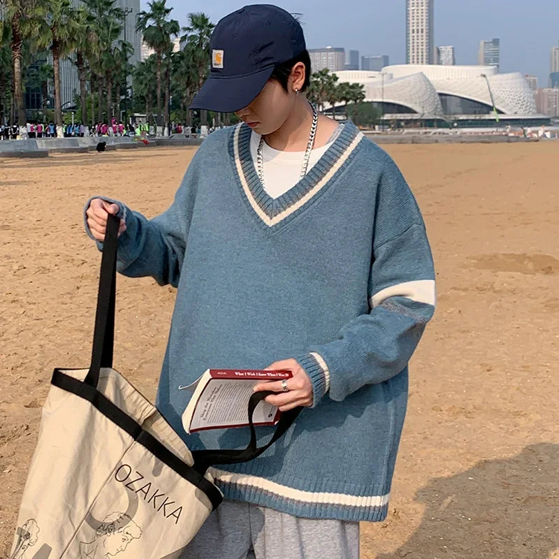 Men's, Korean V-neck Sweater Casual Autumn Winter Comfortable