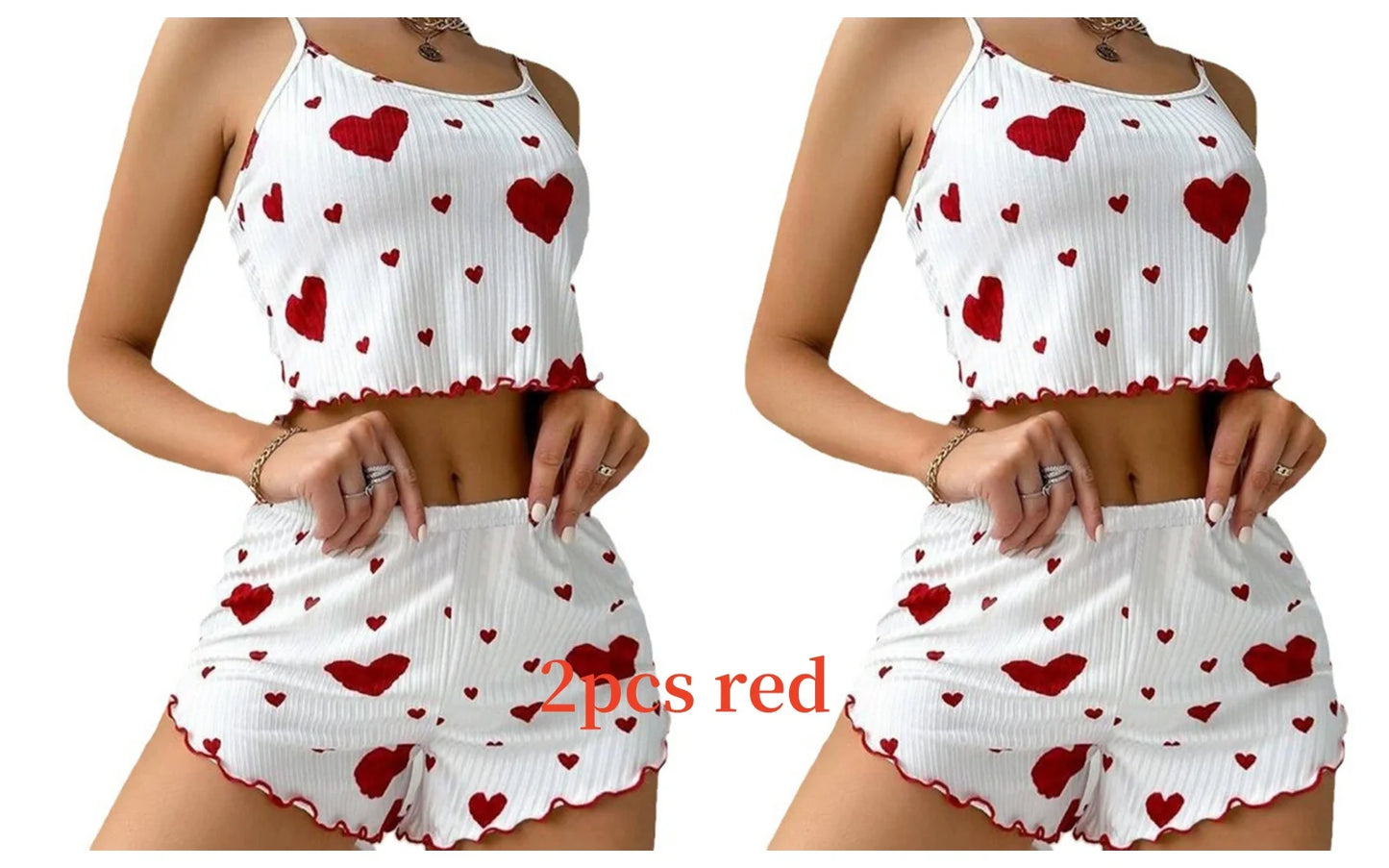 Women's 2PCS Pajamas Set – Soft Tank & Shorts, Love Print
