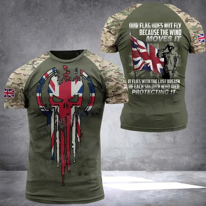 Men’s Summer 3D Camouflage British Flag Tee Fitness Casual Top