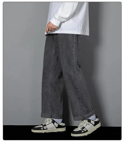Men's Korean Straight Denim Wide-Leg Jeans