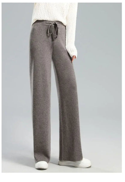 Thick Warm Knit High Waist Straight Women's Pants