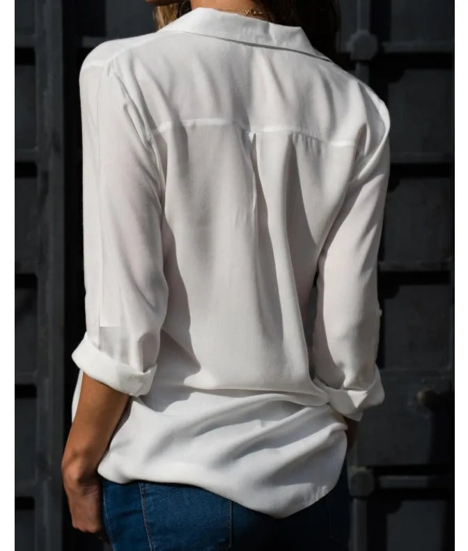 Vintage Autumn Women’s Shirt Polo Collar Loose Blouse