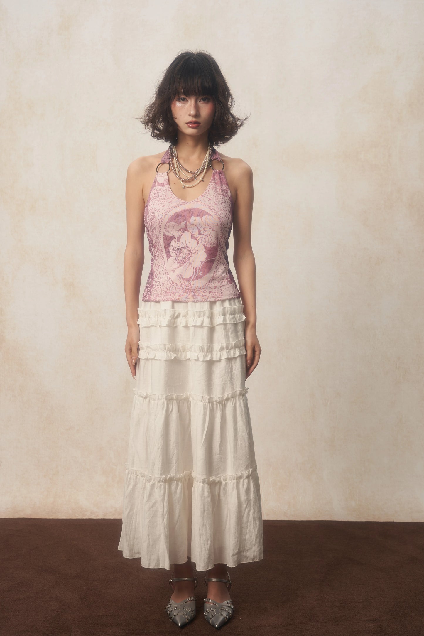 Karrcat Y2K Purple Halter Top – Harajuku Flower Print