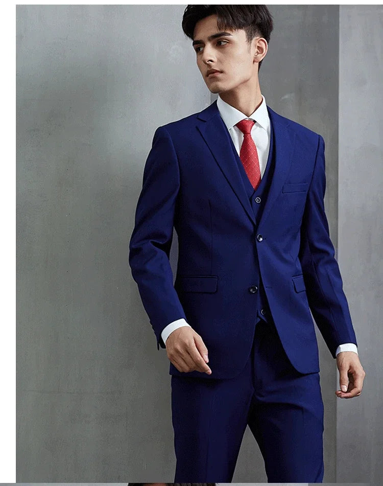 Men's Slim-Fit Business Wedding Suit 3-Piece Gentleman Fashion Set