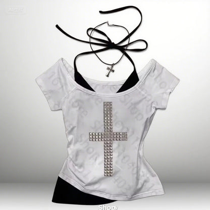 Gothic Punk Emo Crop Top – Y2K Harajuku Tee