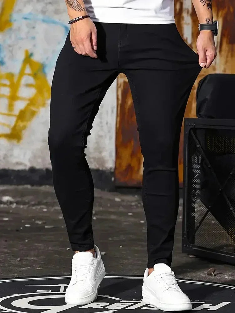 Men's Skinny Stretch Jeans – Black & Blue Street Style