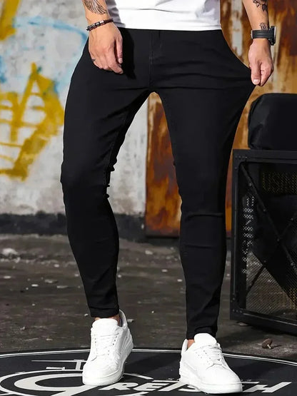 Men's Skinny Stretch Jeans – Black & Blue Street Style