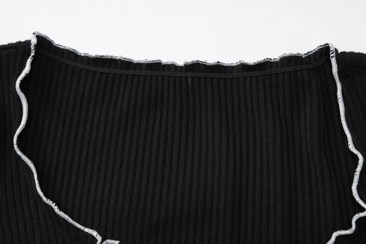 Dulzura Women’s Autumn Mini Dress – O-Neck, Long Sleeve, Ruffle Patchwork