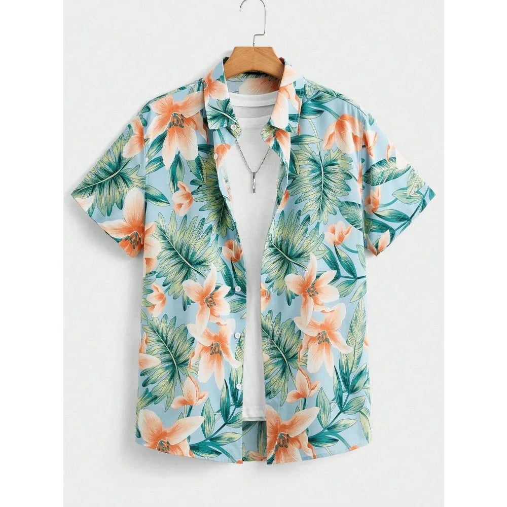 Luxury Hawaiian Shirt Men Vintage Slim Beach Fashion