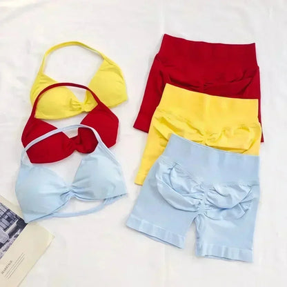 2PCS Women's Yoga Set – Bra & High Waist Shorts