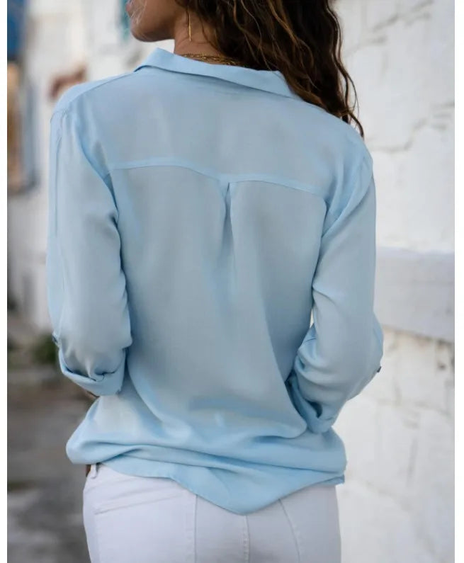 Vintage Autumn Women’s Shirt Polo Collar Loose Blouse