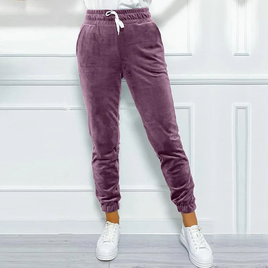 Velvet Joggers Women Warm Casual Fall Winter Pants