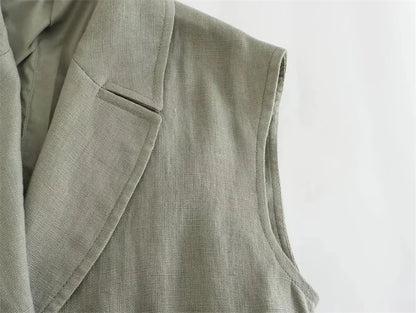 Women 2-Piece Summer Pants Set – Chic Vest & Wide Leg