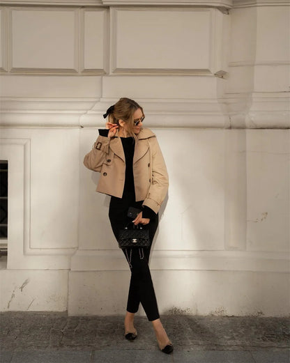 Vintage Cropped Trench Jacket – Women Chic Coat
