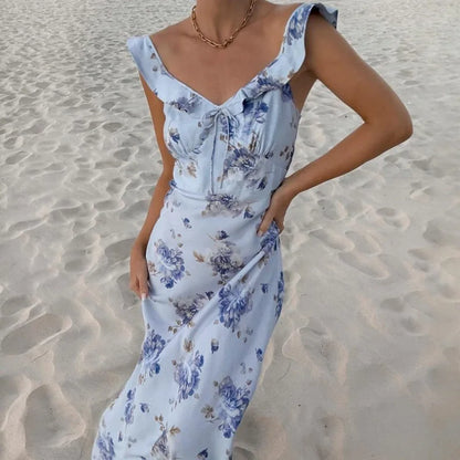 Sexy Summer Floral Dress – Sleeveless Backless 2025