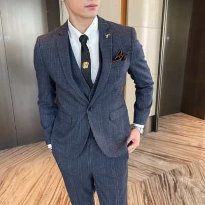 Men's Plaid 3-Piece Suit – Business Casual