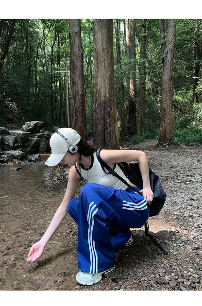 Women Baggy Stripe Cargo Joggers – Y2K Streetwear