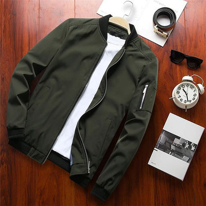 Men's Slim Bomber Jacket Windbreaker Zipper Baseball Coat