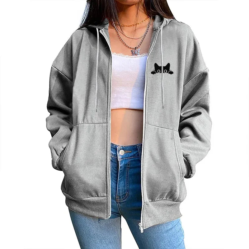 Women Hoodie Zipper Cardigan Casual Fashion Top 2025
