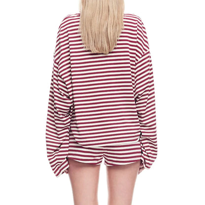 CUTENOVA Women’s Fall Stripe Sweatshirt & Shorts Set