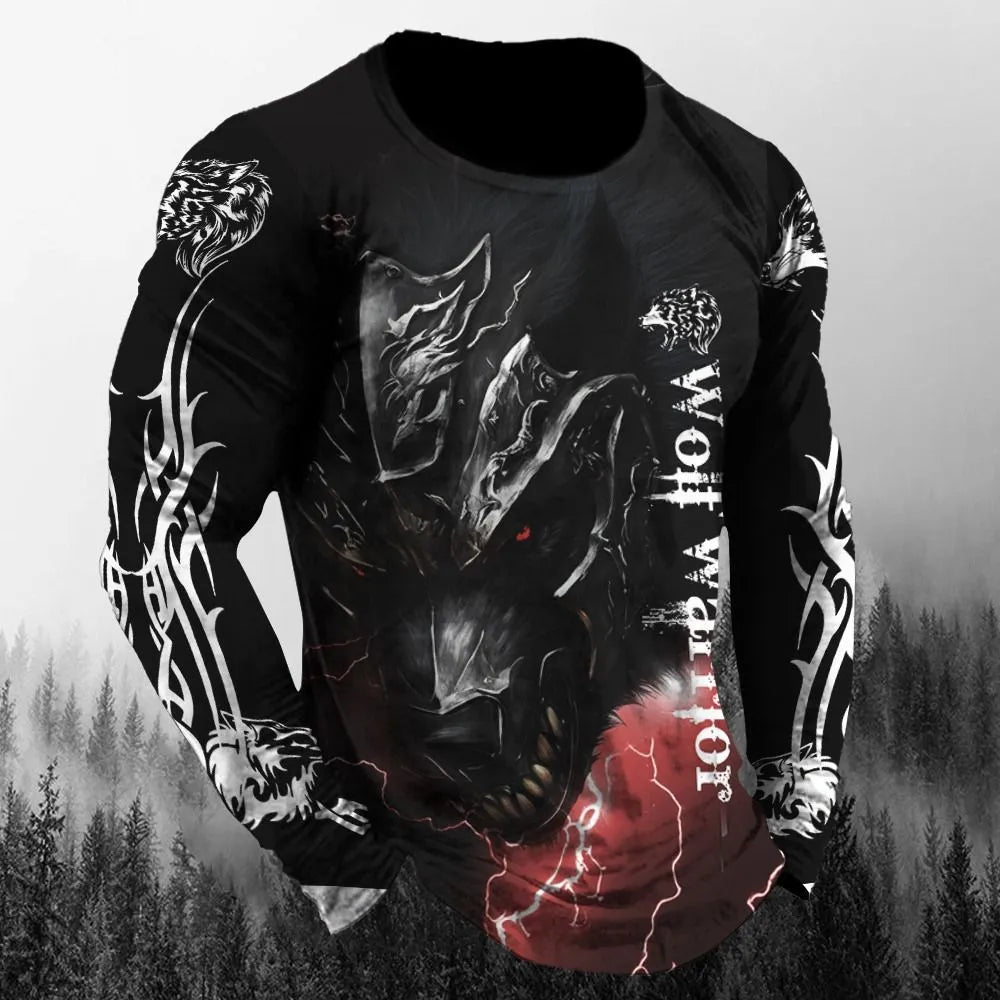 Men’s 3D Animal Wolf Shirt – Trendy Loose Casual Tee