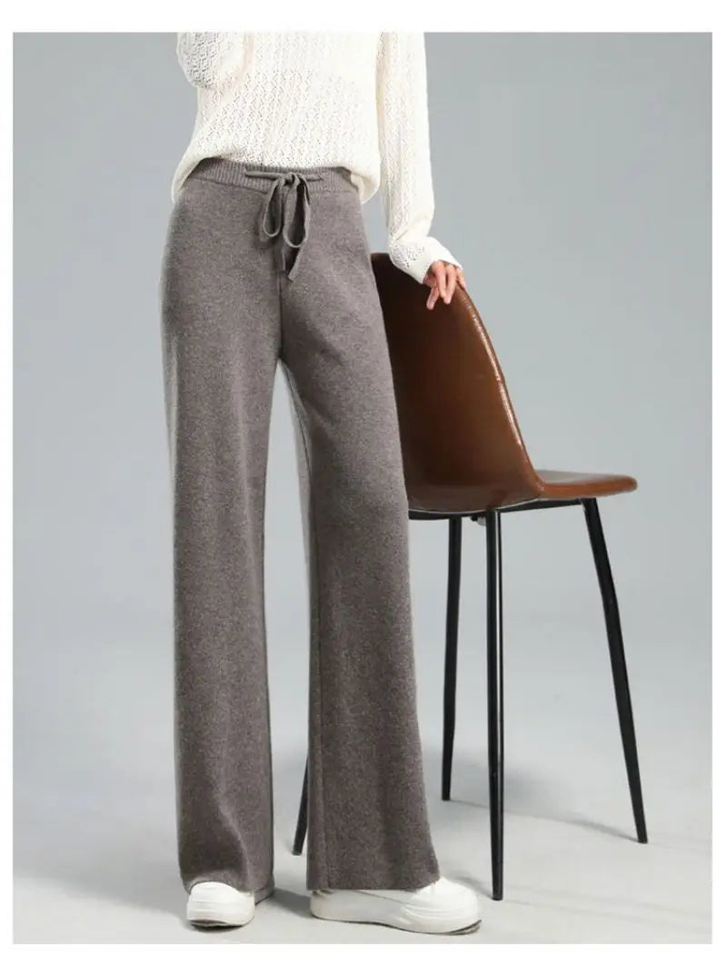 Thick Warm Knit High Waist Straight Women's Pants