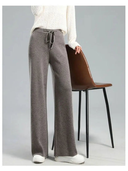 Thick Warm Knit High Waist Straight Women's Pants